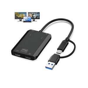 USB 3.0 to Dual HDMI Adapter, Type C to HDMI Splitter for 2 Monitors, Double ...
